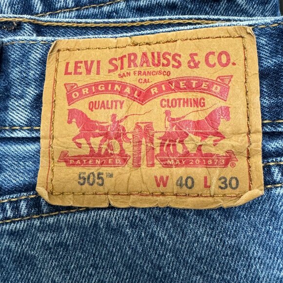 Levi's 505 Jeans Men's 40x30 Medium Wash Regular Fit Stretch Denim - Picture 5 of 10